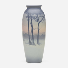 Appraisal: Sallie Coyne for Rookwood Pottery Winter scenic Vellum vase USA