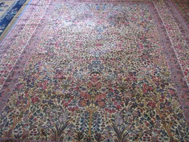 Appraisal: Kirman Karastan Room Size Rug elaborate overall floral on ivory