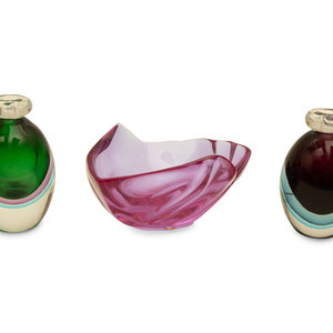 Appraisal: Three Modernist Italian Glass Articles Mid- th Century comprising a