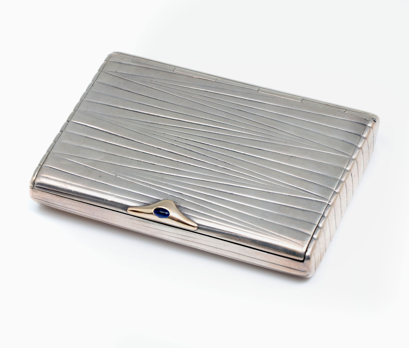 Appraisal: RUSSIAN SILVER ROSE GOLD RIBBED CIGARETTE CASE Russian silver cigarette