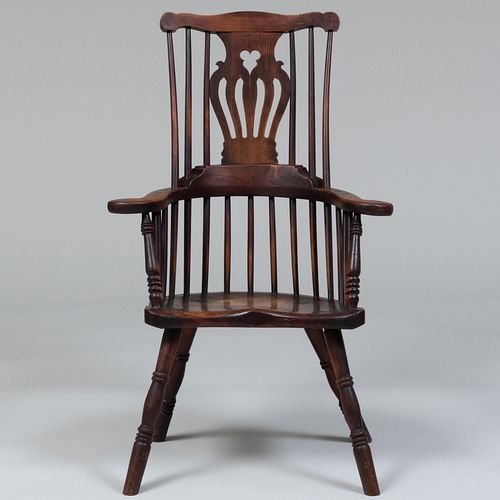 Appraisal: ENGLISH YEW WOOD WINDSOR ARMCHAIR x x in height of