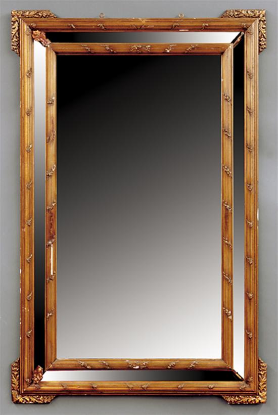 Appraisal: Continental carved giltwood cushion mirror late th century rectangular form