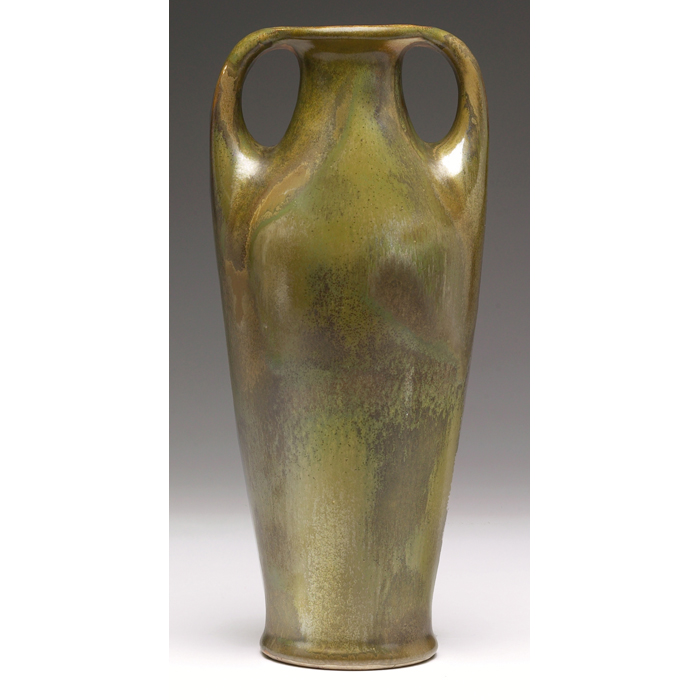 Appraisal: Redwing vase double handled shape under a green and brown