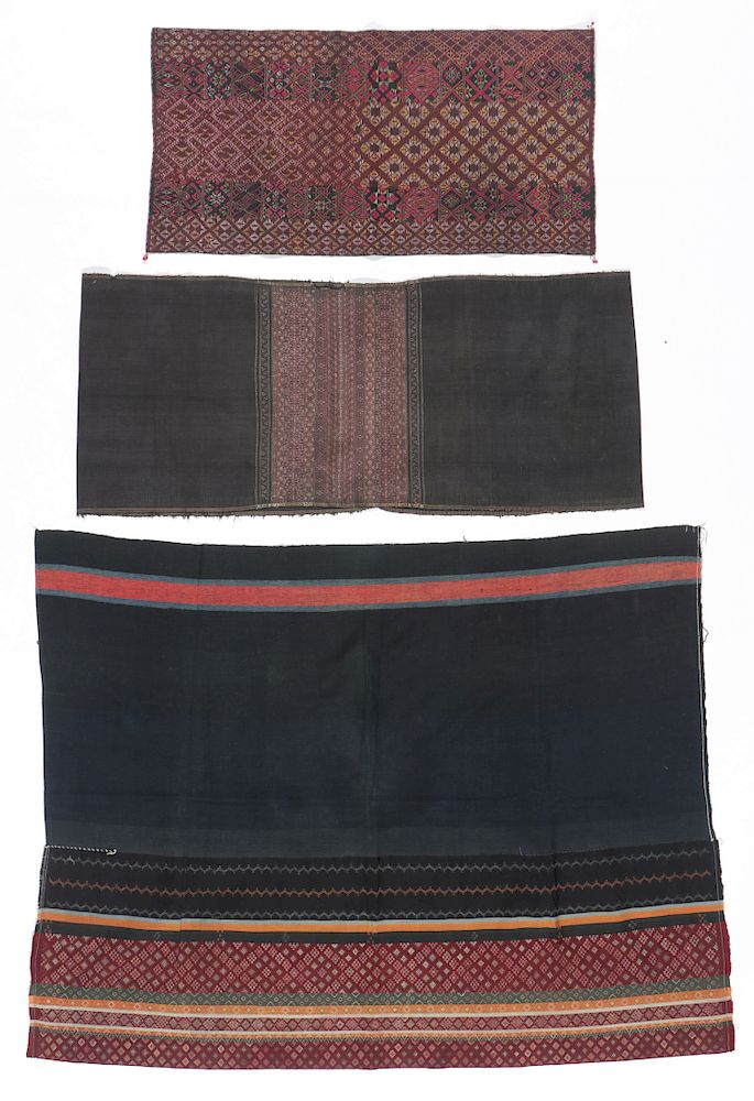 Appraisal: Old Chin Textiles Myanmar Chin textiles two sarong and one