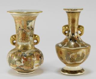 Appraisal: Japanese Satsuma Porcelain Miniature Vases JAPAN MEIJI PERIOD Two Japanese