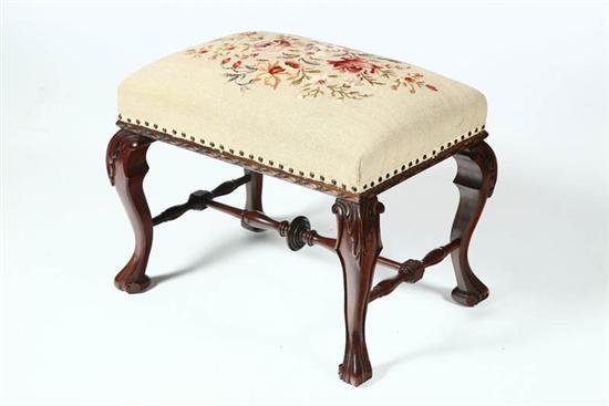 Appraisal: FOOTSTOOL American th century mahogany Queen Anne style with acanthus