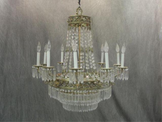 Appraisal: Large Crystal Beaded and Gilt Metal Chandelier arm From a