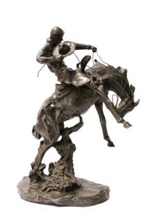 Appraisal: After C M Russell Bronco Twister Bronze After Charles Marion