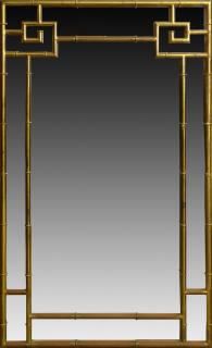 Appraisal: Mid th century brass faux bamboo mirror Mid th century