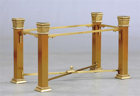 Appraisal: Classical style brass table base catafalque form with architectural detailing