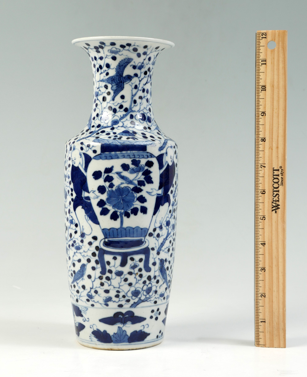 Appraisal: CHINESE BLUE AND WHITE PORCELAIN FIGURAL VASE th century Chinese