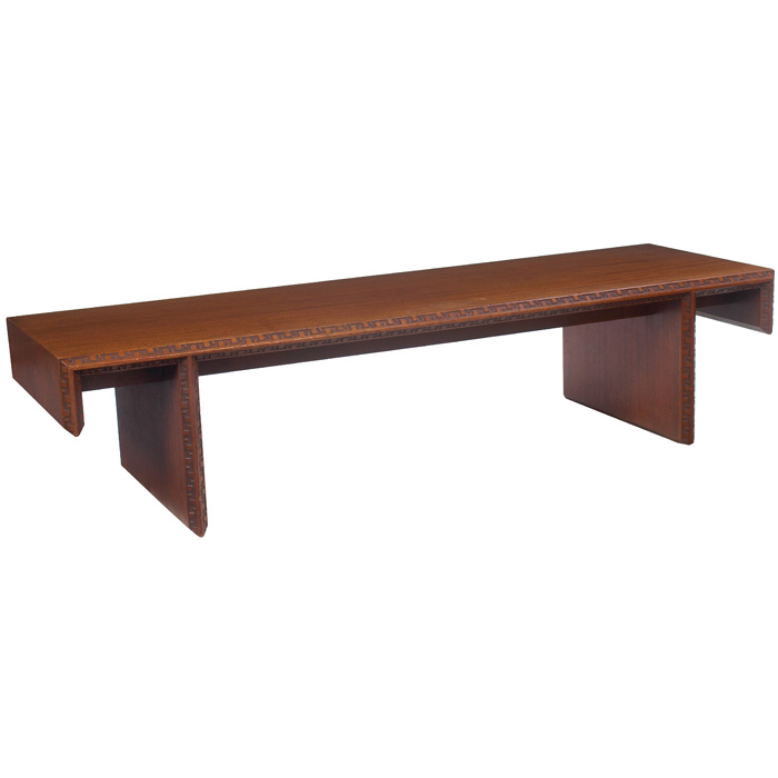 Appraisal: Frank Lloyd Wright coffee table manufactured by Heritage Henredon rectangular