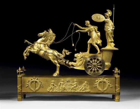 Appraisal: MANTEL CLOCK LE CHAR DE TELEMAQUE Empire the model by