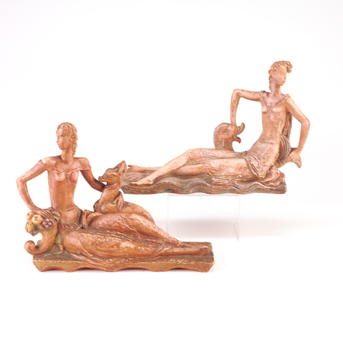 Appraisal: Pair of Ceramiche Zaccahnini female figures in the Deco-style one