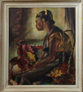 Appraisal: Oriental School Portrait of a Flower Seller ea Oriental School