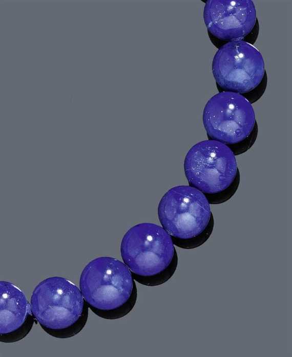 Appraisal: LAPIS LAZULI NECKLACE P CLARD Clasp of yellow and white