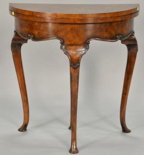 Appraisal: Burlwood Queen Anne style games table ht wd dp Burlwood