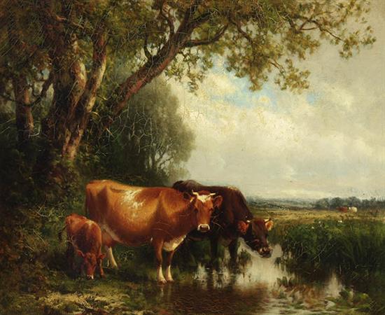 Appraisal: William Hart American - Landscape with Cows Signed W Hart