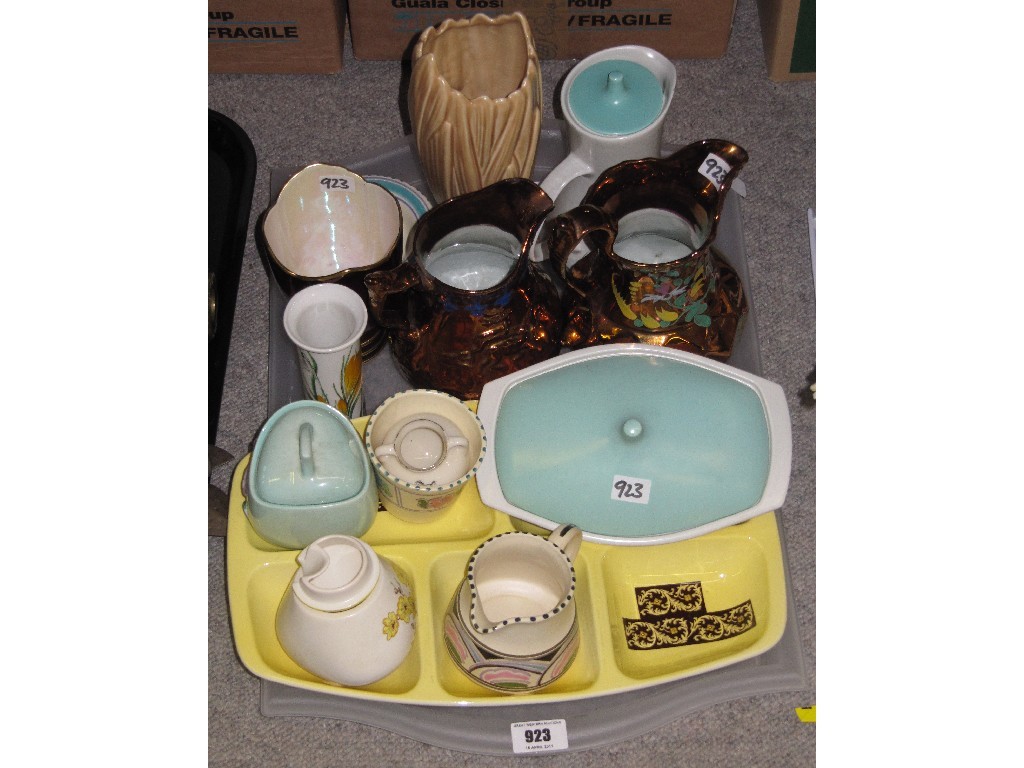 Appraisal: Tray lot of assorted ceramics - Poole Carlton Ware copper