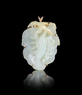 Appraisal: A Carved White Jade and K Gold Brooch A Carved