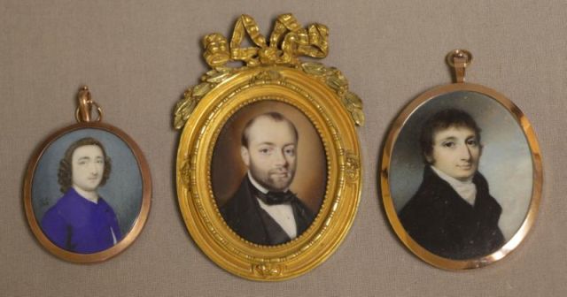 Appraisal: Portrait Miniatures of Gentlemen on Bone Ivory Man in a