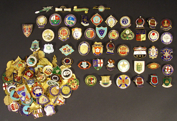 Appraisal: Extensive collection of enamelled gilt metal bowling badges including some