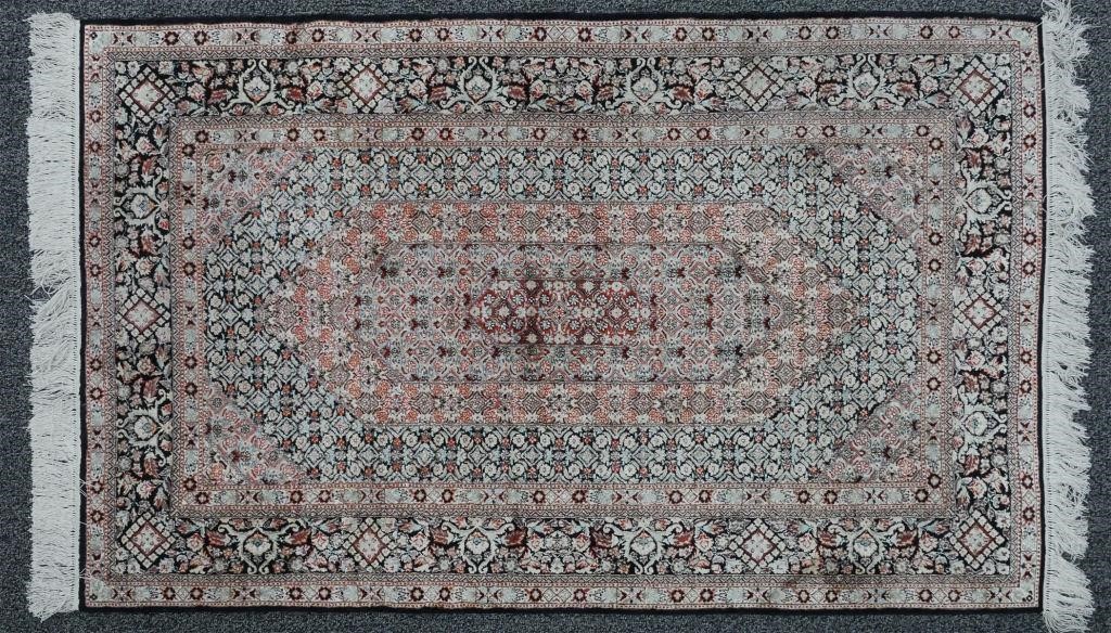 Appraisal: Fine silk hand tied Tabriz rug from Persia Brilliant color