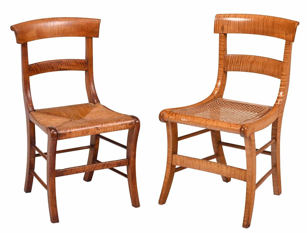 Appraisal: Two Similar American Classical Tiger Maple Chairs Pennsylvania or New