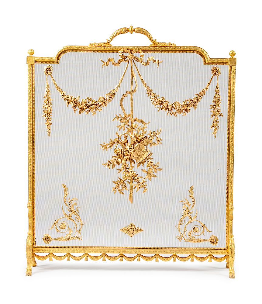 Appraisal: A Louis XVI Style Gilt Bronze Fire Screen A Louis