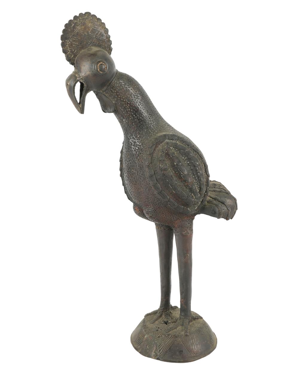 Appraisal: AFRICAN BRONZE ROOSTER SCULPTUREunsigned Provenance The Estate of Barbara Beretich