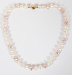 Appraisal: MM FRESHWATER PINK AND WHITE PEARL NECKLACE MM FRESHWATER PINK