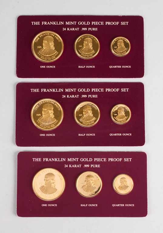 Appraisal: Three Franklin Mint Gold Piece Proof Sets each in original