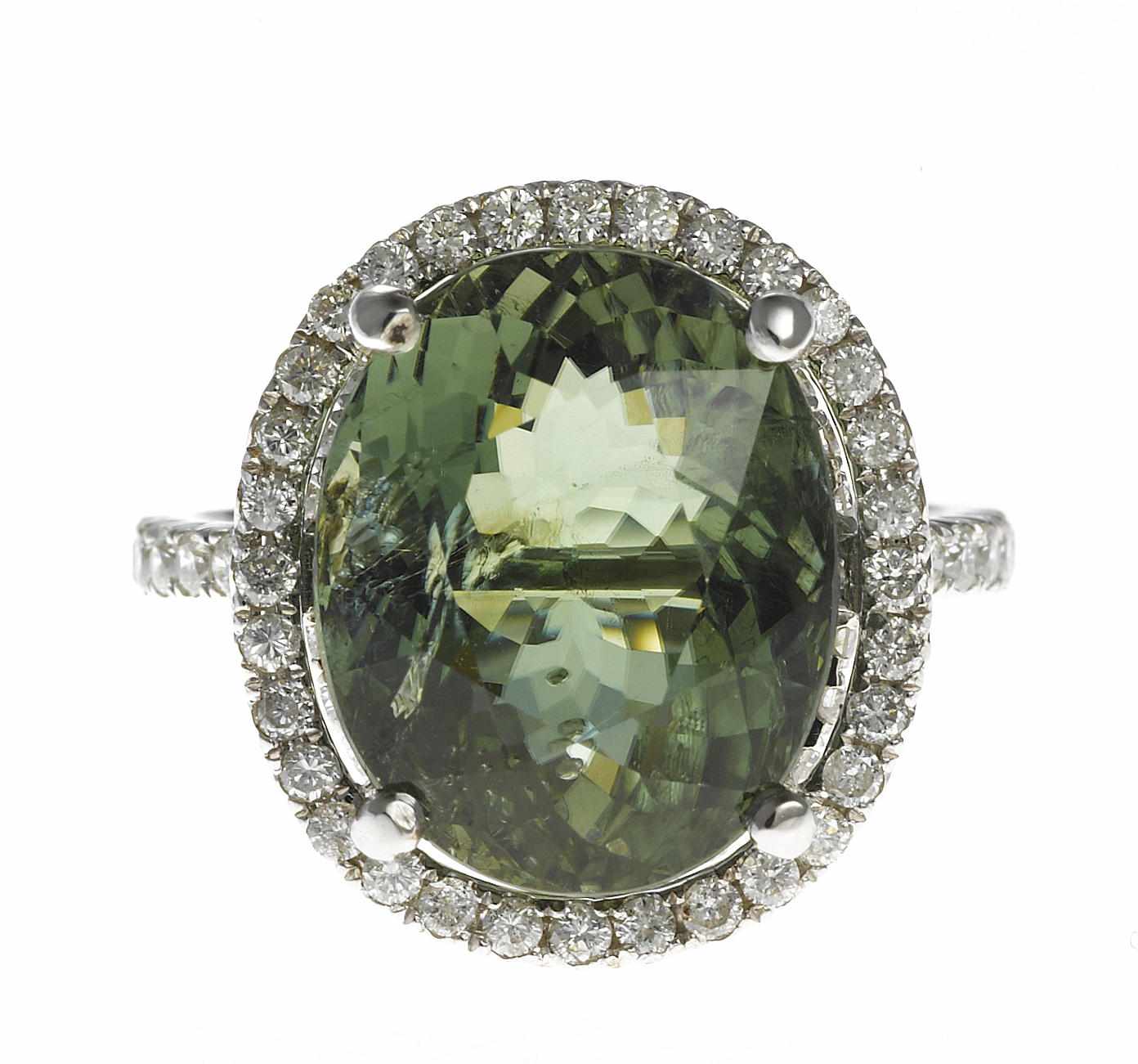 Appraisal: A tourmaline and diamond ring oval-shaped tourmaline weighing approximately carats