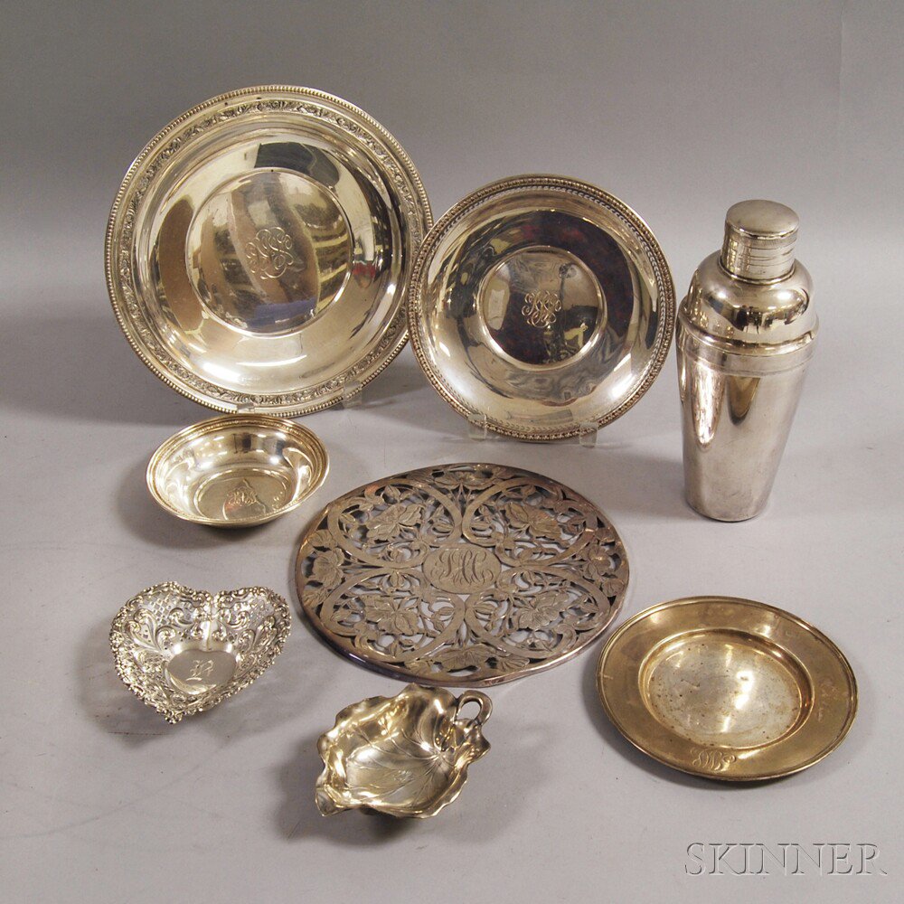 Appraisal: Eight Sterling Silver Dishes and Tableware Items three assorted Watson