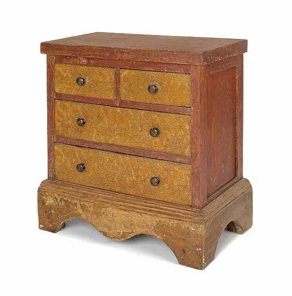 Appraisal: Pennsylvania painted child's chest of drawers ca h w