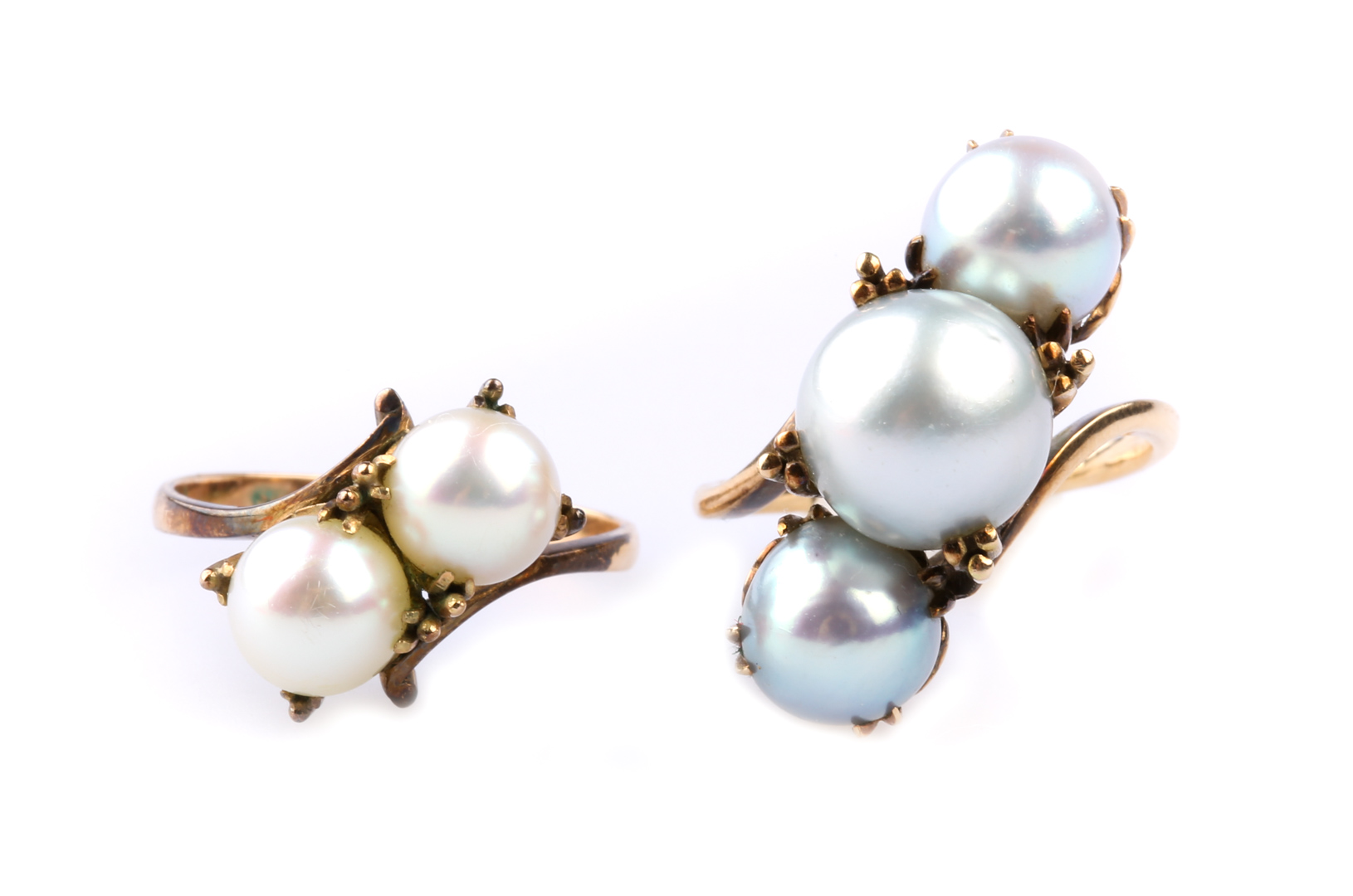 Appraisal: Two Cultured Pearl Rings K grey pearls size Wt g