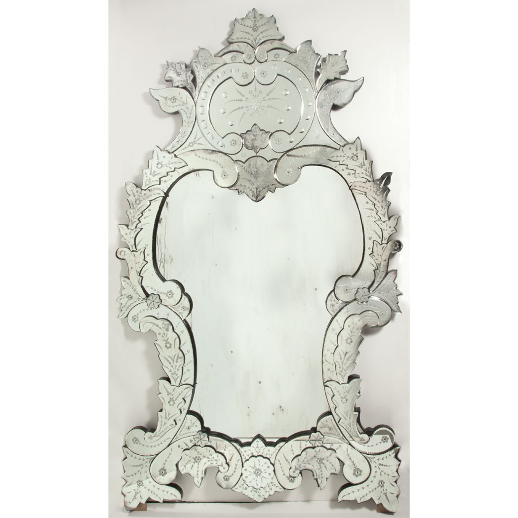 Appraisal: Venetian Mirror Framed Mirror The cartouche-form mirror plate with a