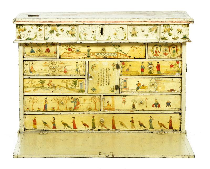 Appraisal: - th C English Chinoiserie Paint Decorated Box th Century