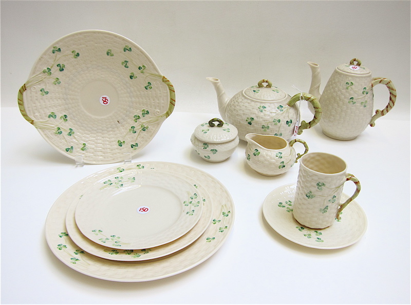 Appraisal: BELLEEK DINNERWARE SERVICE fifty-six pieces in the Shamrock pattern th