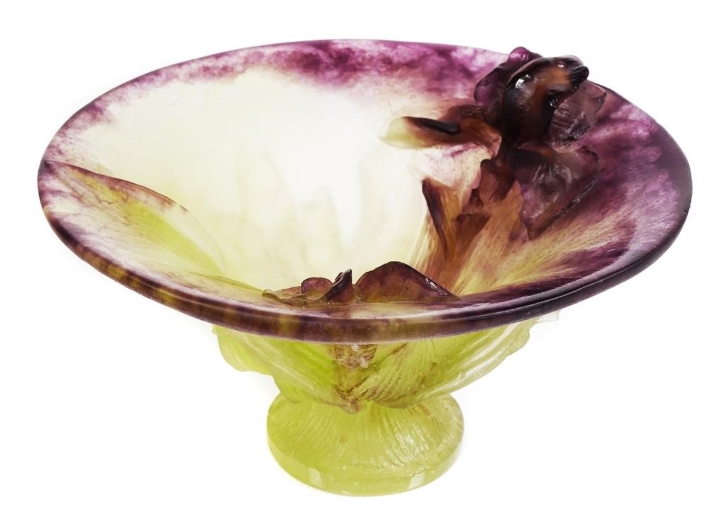 Appraisal: Daum Pate-de-Verre crystal Iris Bowl circa late th century Yellow