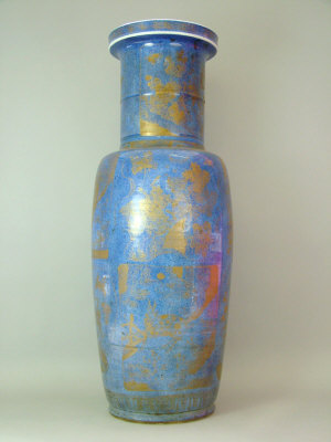 Appraisal: A Chinese mottled blue glazed vase th century of rouleau