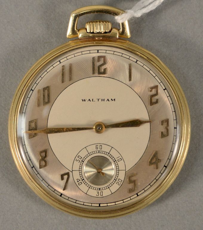 Appraisal: karat Waltham pocket watch open face with twenty-one jewels total