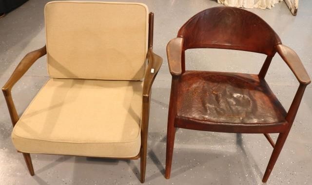 Appraisal: TWO MID-CENTURY MODERN DANISH ARMCHAIRS ONE BYSELIG LOOSE UPHOLSTERED CUSHIONS