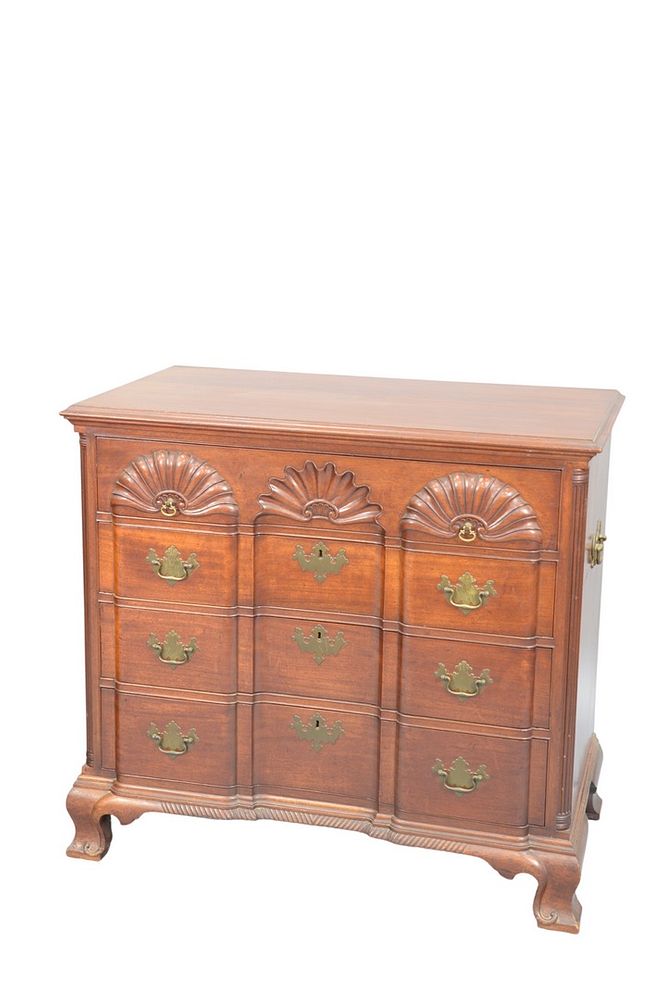 Appraisal: Custom Mahogany Four Drawer Chest having triple fluted columns set