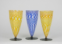 Appraisal: Three Bimini Werkstatte Art Deco Drinking Glasses Lamp work technique