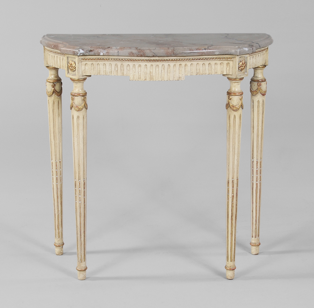 Appraisal: Louis XVI Style Painted and Parcel Gilt Pier Table probably