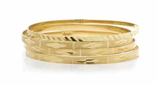 Appraisal: A Collection of Karat Yellow Gold Bangle Bracelets consisting of