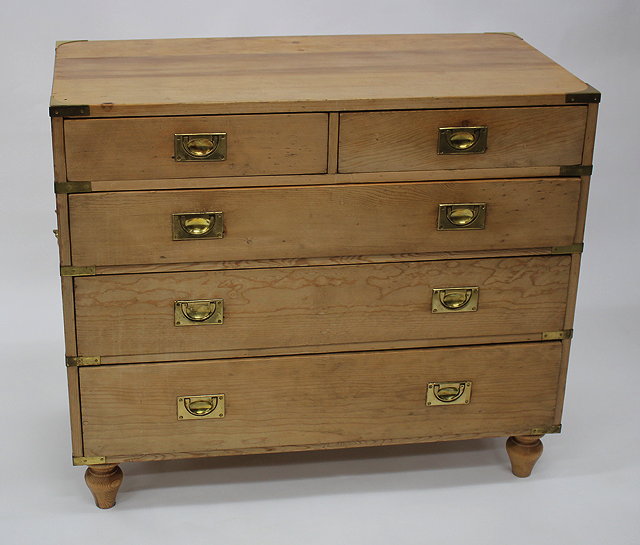 Appraisal: A MID TO LATE TH CENTURY CAMPAIGN STYLE PINE CHEST