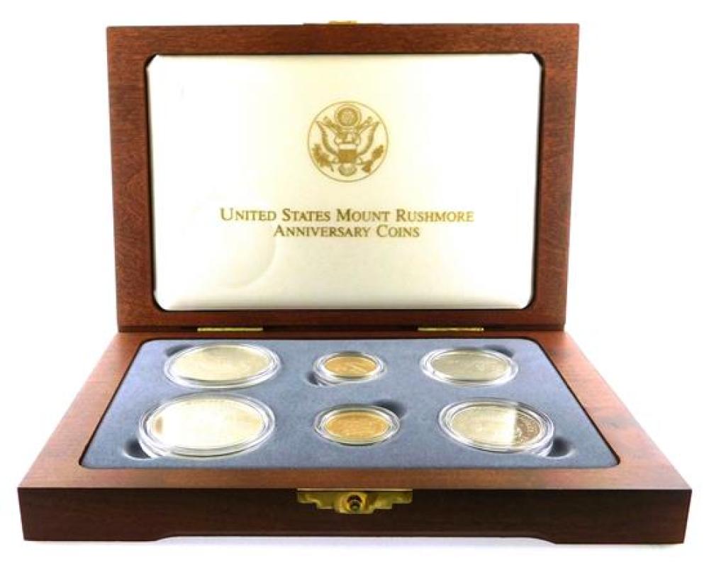 Appraisal: COINS six piece Mount Rushmore gold coin and silver set