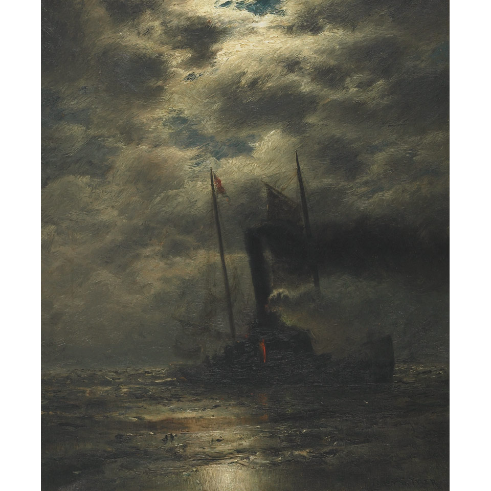 Appraisal: James Gale Tyler - American AT SEA IN THE MOONLIGHT